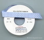 15mm BABY BLUE double satin Printed with-fine polka dots